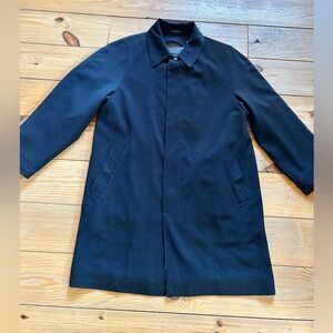 Barneys New York Black Trench Coat Hidden Button Front with Lining Men’s 42R